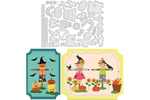 GLOBLELAND Halloween Découpes en Métal pour Bricolage Épouvantail Corneille Chapeau Tournesol Herbe Chauve-Souris Vêtements Fleurs Piquets Matrices De Découpe Pochoirs pour Album Photo Décor et Cartes