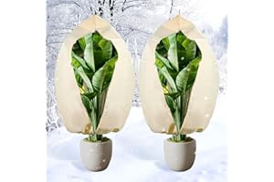 FFTANXS 2 Pezzi 180 * 120cm Tessuto Non Tessuto per Piante 80 g/m²,Telo Antigelo per Piante,Telo Piante Inverno con Cerniera e Cordoncino,Riutilizzabile TNT per Piante per Palme Piante da Balcone