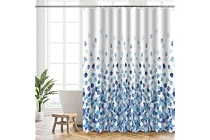 HANFU Tenda Doccia 180x180 cm, Tenda per Doccia Polyester Lavabile, Tende Doccia Asciugatura Rapida con 12 Ganci, Tenda Vasca da Bagno per Casa Hotel, Orlo Ponderato, Motivo Bolle Blu
