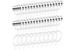 Shappy Anillos de Cortina de Metal Anillas Colgante para Cortina y Barras, 30 mm de Diámetro Interno (Blanco, 40 Piezas)