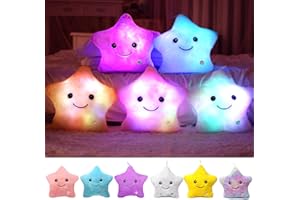 Kyduu Leuchtkissen, Kinder Leuchtender Stern Kissen led Leuchtend, Deko Sterne Kissen led, Dream Leuchtendes Bunte Stern Plüsch Deko Kissen (Gelb)