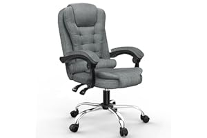 naspaluro Fauteuil de Bureau, Chaise Bureau Ergonomique avec Large Assise rembourrée, Siège de Bureau Inclinable Hauteur Réglable, Roulette Silencieuse, Gris Foncé