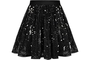 GRACE KARIN Mädchen Süß Pailletten Faltenrock Elegant A-Linie Party Prinzessin Rock mit Elastischen Taille