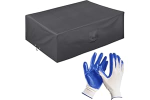 smartpeas Bâche De Protection pour Mobilier De Jardin 200 * 160 * 80 Cm - Revêtement PVC- Imperméable/Résistante Aux UV/Intempéries- avec Ouvertures D'Aération + 1 Paire De Gants De Jardinage