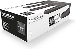 Touchguard Disposable Gloves Black Nitrile - Latex and Powder Free - Multi-Purpose - Food Grade Gloves - Extra Strong Gloves - Box of 100 - Black - Size S, AQL - 1.5