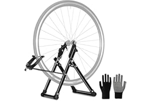 LIROPAU Support de centrage pour roues de vélo - Support de centrage pliable - Convient pour VTT, vélos, vélos de route - En métal - Noir