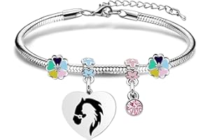 Aosyoisk Cadeau de cheval pour les filles, bracelet réglable en argent avec pendentif de cheval bijoux de mode cadeau d'anniversaire
