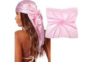 Coubeau Duża kwadratowa satynowa chusta na głowę – jedwabne włosy, kwadratowe włosy, bandany, duży szal do spania dla kobiet