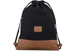 Johnny Urban Sac à Dos Cordon Coton - Luke - Sac de Gym avec Poche pour Homme et Femme - Sac à Cordonnet Premium à partir de Toile de Coton et Cuir Végétalien