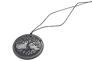 KASHU SN NATURSTEIN UG - Pendentif Pierre Shungit Arbre de Vie | Gemme et Pierre de Carélia- 50mm