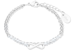 s.Oliver Armband Edelstahl Damen Armschmuck, mit Glas, 16+4 cm, Gold, Infinity, Kommt in Schmuck Geschenk Box, 2036828