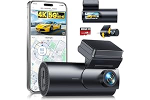 GKU 4K Dashcam Voiture Avant Arrière,5GHz WiFi GPS,2160P+1080P Camera Voiture,1.5'' IPS Caméra Embarquée Voiture avec Carte SD 64G,Grand Angle 170°,Vision Nocturne,WDR,G-Capteur,Mode Stationnement 24H