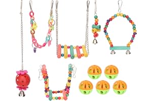 ciciglow Vogelschaukelspielzeug, Vogelschaukel, buntes Papageienschaukelspielzeug mit Edelstahlkette, Leiter, Schaukel, Glocken und Bällen