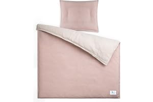 lulumoon Juego de Ropa de Cama Infantil de Muselina, 100 x 135 cm, Funda nórdica de 100 x 135 cm y Funda de Almohada de 40 x 60 cm, de algodón, Ligera y cómoda, Color Crema y Arena, 80 x 80 + 35 x 40