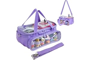 Raweao Sac Transport pour Tonies, Étui pour Tonies Box avec Bandoulière et Poignée, Grande Capacité Sac Transport pour Enfants pour Toniebox Starter Set Organizer (Violet)