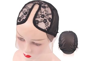 COMEBACHOME Capes de perruque pour femmes, Caps de perruque pour femmes, T-Shape Transparent Lace Wig Cap Wig Net, Capuche de poignée de perruque respirante non glissante avec bande élastique pour garder les per