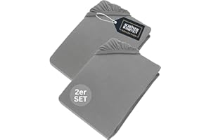 ‎SCHÖNER WOHNEN KOLLEKTION SCHÖNER WOHNEN Spannbettlaken 90x200cm 2er Pack Grau bis 100x200cm - Luxus Spannbetttücher aus Jersey-Baumwolle Öko-Tex Zertifiziert - für Matratzen bis 30 cm & Boxspringbett - Bettlaken Set