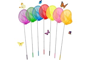 TayBong 7 Pièces Epuisette Peche Enfant, Filet à Papillon Extensible de 37 à 85 cm, Filets de Pêche Télescopiques pour Enfants, Idéal pour Pêche aux Canards, Papillons et Insectes, Jeux en Plein Air