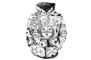 Leezeshaw Unisex Ugly Christmas Anime Hoodie Sweatshirt, Mens 3D Xmas Elf Snowman Print Pullover Hoodie Jumper with Kangaroo Pouch S-5XL