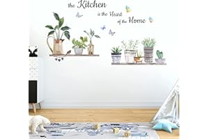 GFMODE Stickers Muraux Cuisine Plantes Autocollant Mural Papillon Sticker Mural Proverbe Feuille Verte Décoration Murale Restaurant Chambre D'enfant