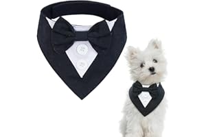 Kuoser Hundehalstuch,Halstuch Hund,Hundehalstuch Weihnachten,Hunde Halstücher,Hundefliege,Fliege für Hunde,Hundehalstuch Große Hunde,Hunde Smoking Bandana,Schwarz XS