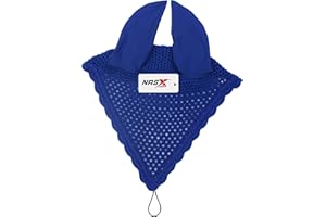 NASX SPORTS Horse Long Tie Down Fly Hood Fly Veil Ear Bonnet Flyveil Net Handmade Crochet (COB, Royal Blue)