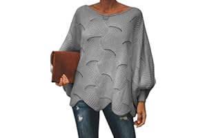 QUNERY Pull Femme Hiver Chic Sweat Femme Casual Lâche Automne Manches Chauve-Souris Sweater Femme Tee Shirt Manche Longue Oversize