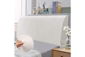 TAOCOCO Copri Testiera Letto, Testiera Letto Matrimoniale, Copritestiera Elastico, Morbido Tessuto Velour Stretch, Lavabile, Design All-In-One, Bianco 180-200 cm