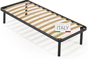 NUVOLA SCEGLI DI DORMIRE BENE NUVOLA Atena - Rete Letto Singolo 80x190 con Doghe in Legno, Rete Singola Ortopedica con Struttura in Ferro e Piedi Smontabili, Durevole e Robusta - Ideale Per Tutti i Tipi di Materassi, Made in Italy