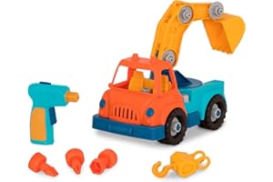Wonder Wheels by Battat – Ciężarówka dźwigowa Take-Apart – zabawka żuraw z wiertarką dla dzieci w wieku od 3 lat i więcej (31 szt.)