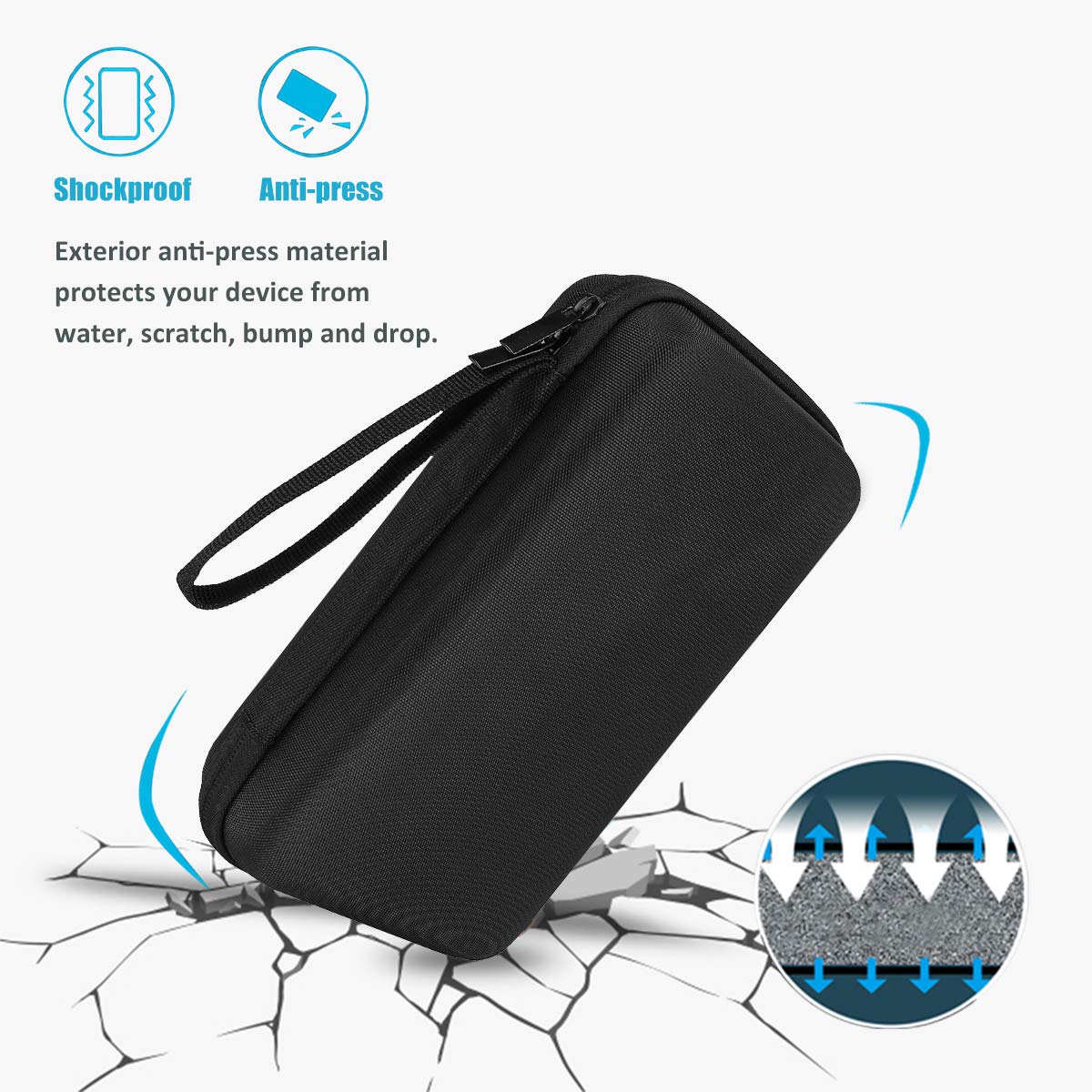 ProCase-tui-de-Protection-Rigide-pour-Organisateur-lectronique-tui-de-Voyage-Portable-et-Antichoc-Sac-de-Rangement-avec-Poches-en-Filet-pour-Petits-Appareils-lectroniques-et-Accessoires-Noir
