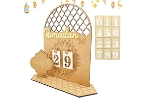 SOETDERT Ramadan Kalender, Eid Mubarak Kalender, Ramadan Deko Countdown Kalender, Holz Ramadankalender Kinder, Eid Mubarak Adventskalender, DIY Ramadan Dekoration Aus Holz für Zuhause Ramadan Geschenke