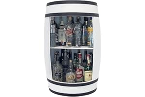 ‎WEECO weeco Regał na wino – barek domowy – beczka z drewna 80 x 50 cm, białe drewno beczkowe w stylu vintage – bar domowy – stolik barowy na whisky