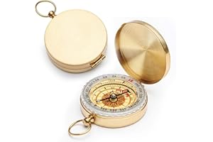JOYIAL Bussola in ottone, per esterni, impermeabile, bussola portatile, bussola da trekking, catena per bussola da donna, bussola tascabile, per bambini, vintage, retrò, bussola per la navigazione all'aperto