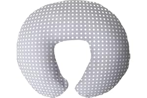 Niimo Coussin d' Allaitement Maternité Bebe avec Taie Coussin 100% Coton Amovible et Lavable Remplissage Oreiller de Fibres de Polyester (Gris - Pois)