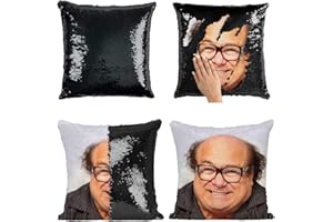 Plenty Dreams Dwight Schrute Reversible Face Sequin Pillow (Danny Devito Black)