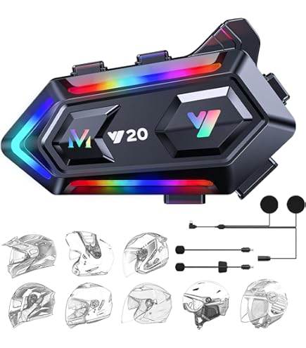 JJXCYH Motorcycle Helmet Speakers, Motorcycle Helmet Bluetooth Music Sharing Double Noise Cancellation Helmet Headphone Strong Bass/IP67 Waterproof Headphone Speakers Compatible All Helmets 1500mAh - View #3