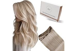 Hetto Weft Hair Extensions Real Human Hair 18 Inch 100g Ash Blond with Platinum Blonde Human Hair Weft Sew in Weave Hair Extensions #18/613