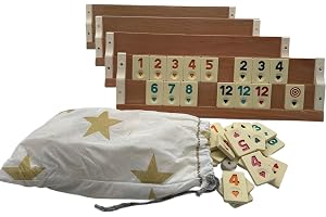 Star Game-Rummy, Rommé, Okey-set, resespel av massivt trä (medium 32,0 x 8,0 x 6,5 cm)