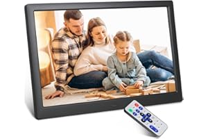 TSITSC Marco de fotos digital de 13,3 pulgadas, 1280 x 800, marco de fotos electrónico, reproductor de música, reproductor de vídeo, función de calendario con mando a distancia, compatible con tarjeta