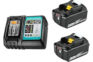 SQUAELTIRS 2PACK 18V 5.5Ah Battery & Charger,Compatible with Makita 18V Battery