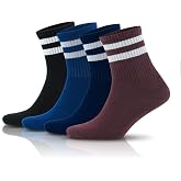 جوارب GoWith 3-Piece-4 Cotton Colourful Striped Wick College Sports للرجال، جوارب تنس 3501