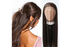 Towarm Black Mix Brown Wig Long Straight Synthetic Lace Front Wigs for Women 1B Mix #30 Pre Plucked with Baby Hair Glueless 13x3.5inch Hand Tied Natural Hairline Cosplay Daily Wear Wig (1B Mix #30)