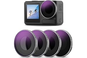NEEWER Set di Filtro ND/CPL Compatibile con DJI Osmo Action 5 Pro/4 (4pz), Kit di Filtri ND8/PL+ND16/PL+ND32/PL+ND64/PL a Vite, Accessori Action Camera, Vetro Ottico HD Multistrato, FL-A14