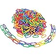 Feelfly Plastic Hooks Chain Links, 400 Pcs Rainbow Color Plastic C-clips Hooks Chain Links C-links Kids Educational Learning Toy Rat Parrot Bird Toy Cage Parts