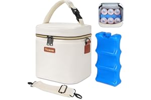 Mancro Borsa Isotermica per Bottiglie Adatto a 6 Biberon, Borsa Termica Biberon per Latte Materno con Mattonelle Ghiaccio e Tracolla, Piccola Borsa Termica Porta Pranzo per Picnic Frutta Mamma, Crema