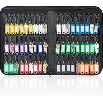 FSWWSF Organisateur De Clés Portable Avec 24 Crochets Et Étiquettes - Boîte à Clés Zippée Noire