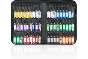 ‎UNICLIFE Uniclife Tragbares Schlüsseletui mit Reißverschluss Wasserdichter und feuerfester Schlüsselorganisator mit 54 bunten Schlüsselanhängern 3-Lagen-Schlüsselaufbewahrungsbuch für Büros Hotels