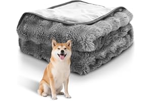 Nobleza Dog Blanket Washable 100x80cm, 400GSM Fluffy Bubble Fleece Pet Blanket, Premium Dog Blankets for Medium Dogs and Cats, Reversible Ultra Soft Warm Kitten Puppy Throw Blankets for Bed Sofa, Grey