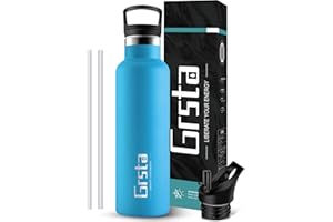 Grsta Botella agua acero inoxidable - 500ml/750ml/1L Botella agua - Botella reutilizable, Botella de agua sin BPA - Botella termo para Deportes, Escuela, fitness, Bicicleta, Al aire libre